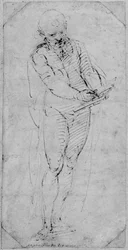 Recto: En mand, der skriver i en bog, WA1846.167